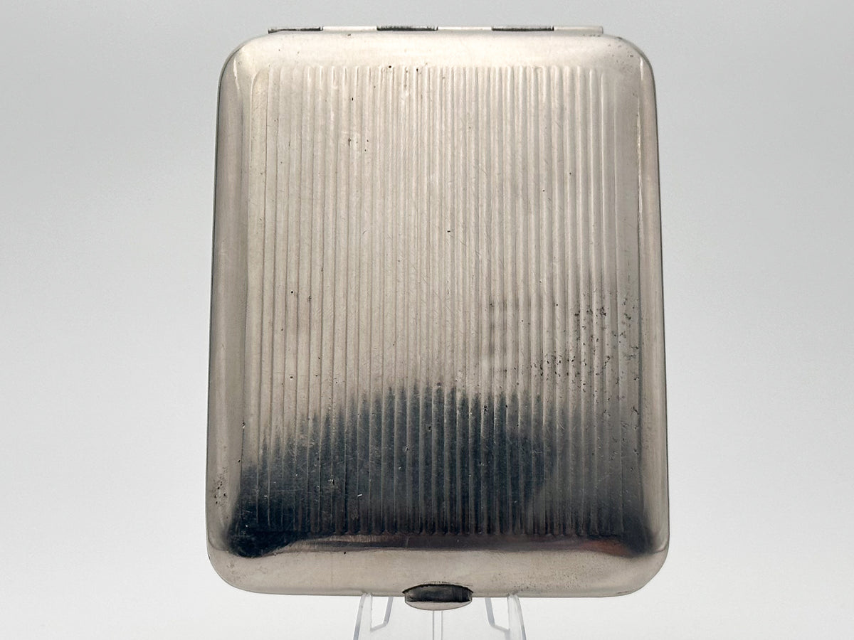 Vintage "Moscow Star" Soviet Cigarette Case | USSR Multilingual Moskva Striped Metal Tobacciana Souvenir
