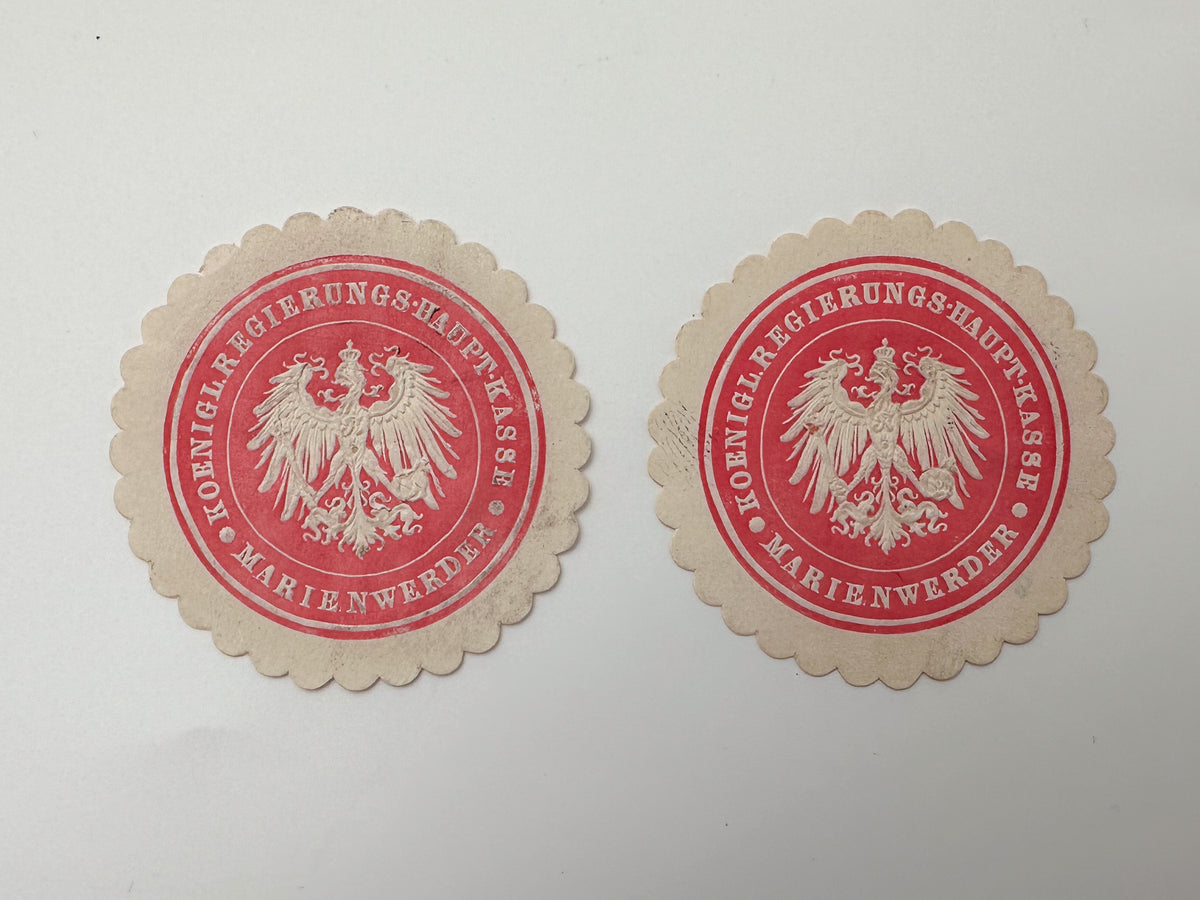 1890–1910s Germany Imperial Siegelmarken Collection | Vintage Prussia Official Paper Seal Stamps Set of 14 MH