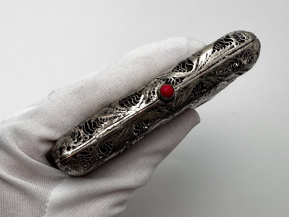 Cigarette Case Kazakovskaya Filigree Vintage | Antique Silver Plated Openwork Tobacciana USSR