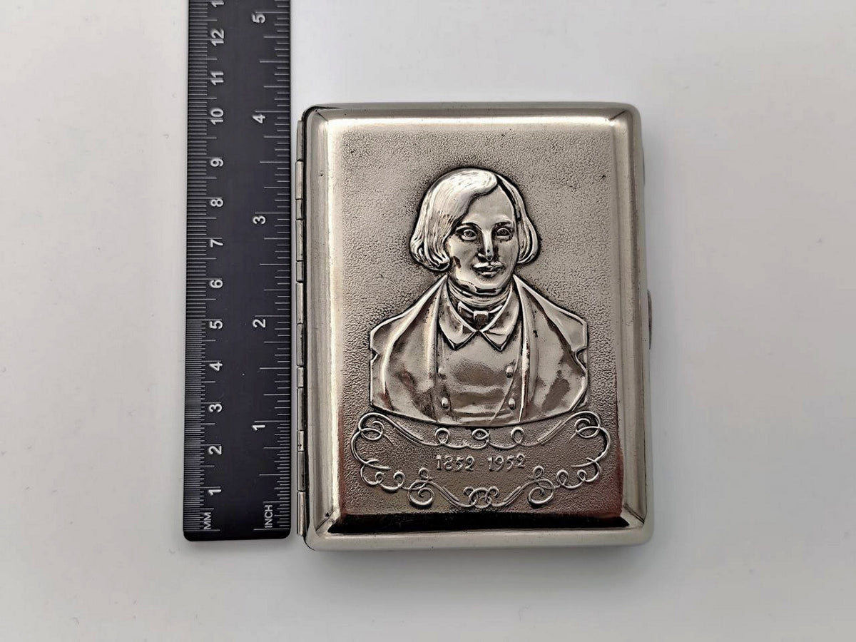 Vintage Nikolai Gogol Cigarette Case | 100th Anniversary Centenary Relief Pocket Box Soviet Tobacciana USSR