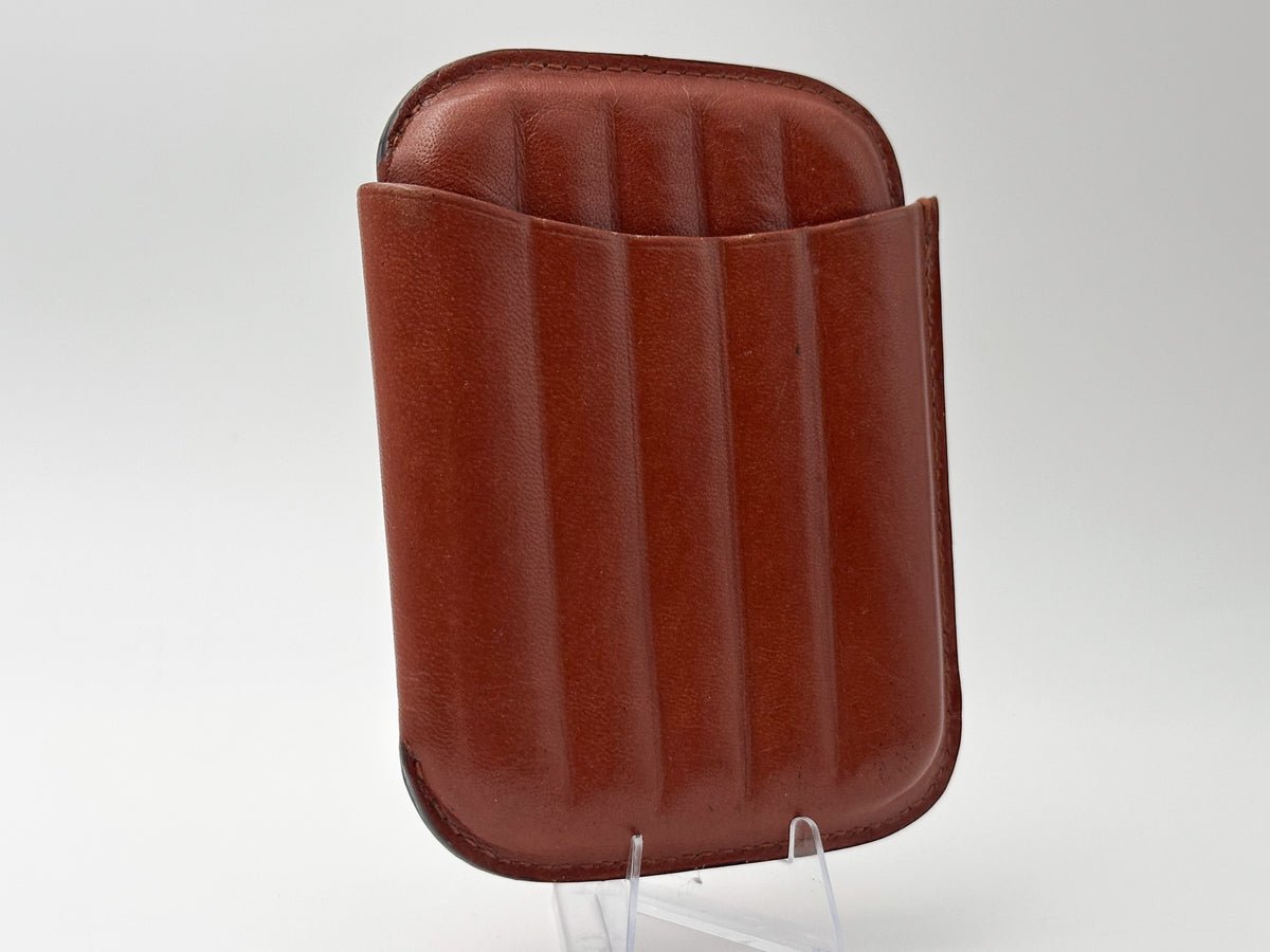 Cigar Case Justus van Maurik Vintage Brown Leather | Telescopic Pocket Cigarillo Holder Tobacciana Dutch