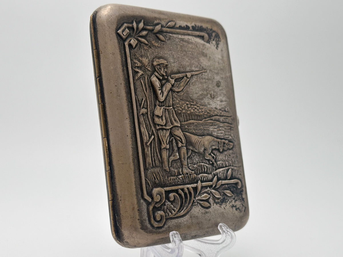 Cigarette Case Hunter and Dog Vintage Soviet | Artel Pobeda Moscow Melchior Tobacciana USSR