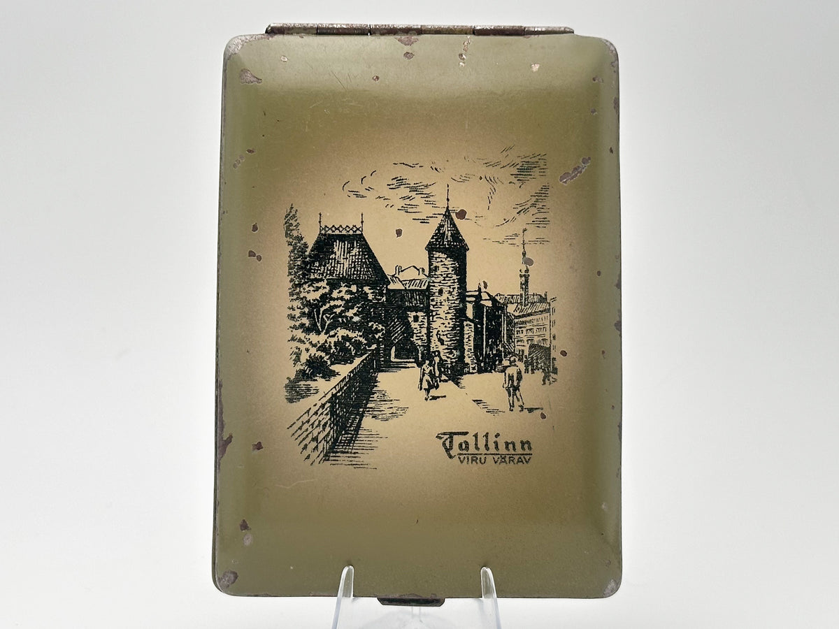 Vintage "Tallinn Viru Varav" Soviet Cigarette Case | Estonia Viru Gate Souvenir Metal Tobacciana Travel Collectible