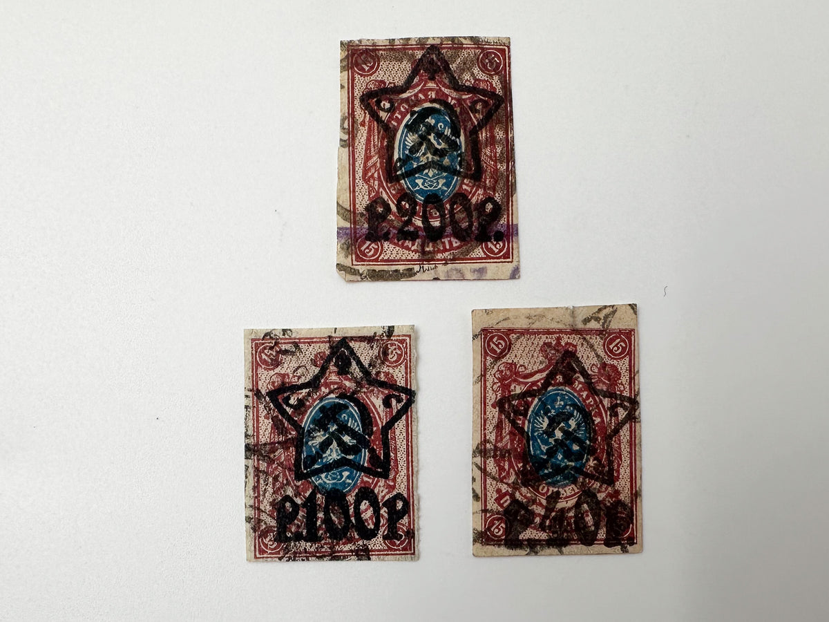 1922–1923 RSFSR Postage Stamps Collection | Vintage Early Soviet Star Surcharge Overprints Set of 21 MH Cancelled