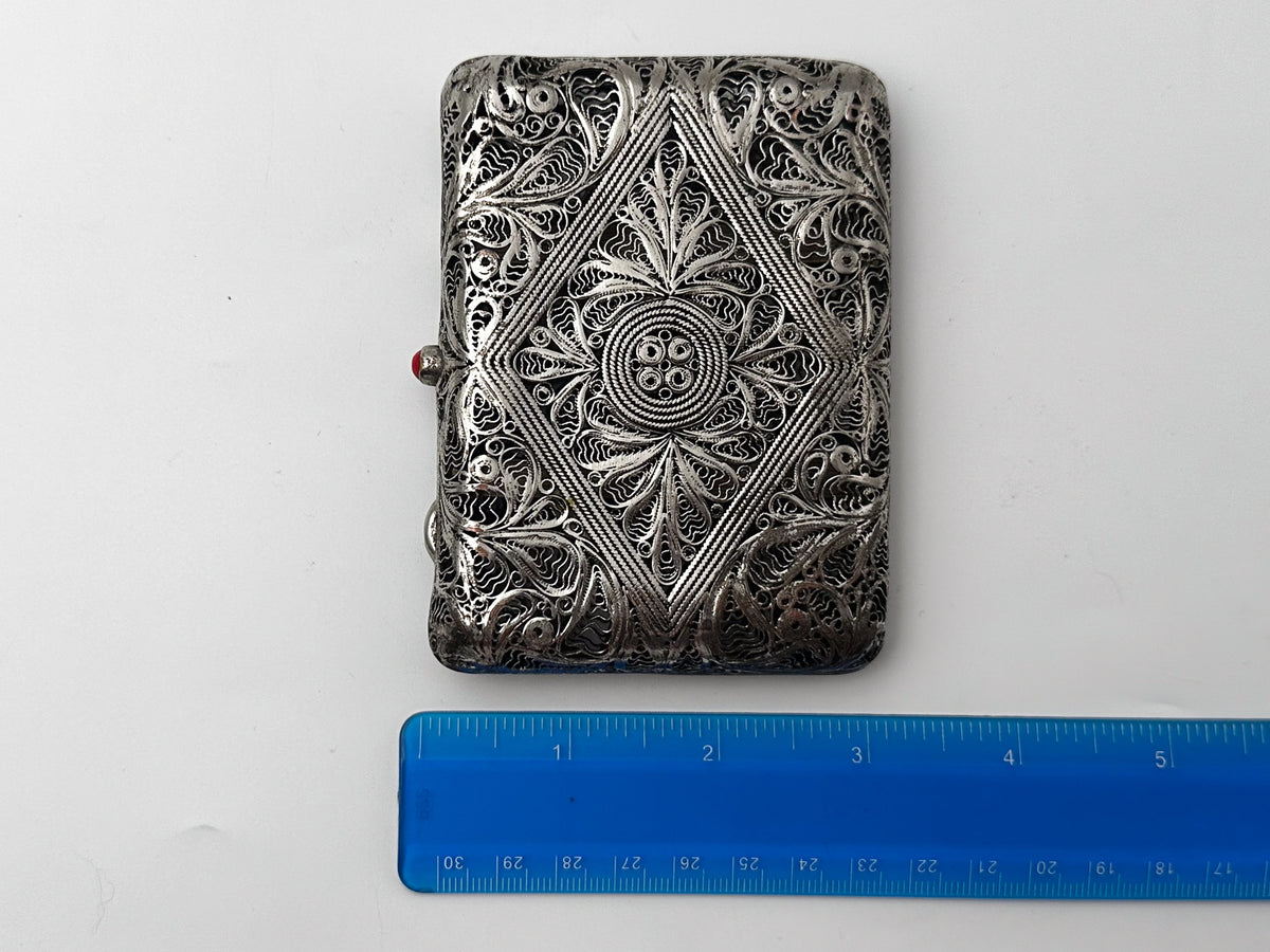Cigarette Case Kazakovskaya Filigree Vintage | Antique Silver Plated Openwork Tobacciana USSR
