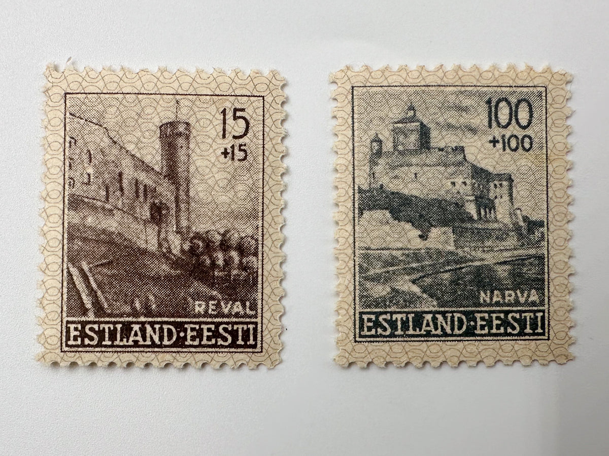 1941 Baltic WWII German Local Issue Postage Stamps Collection | Vintage Latvia & Estonia Overprints Set of 11 MH