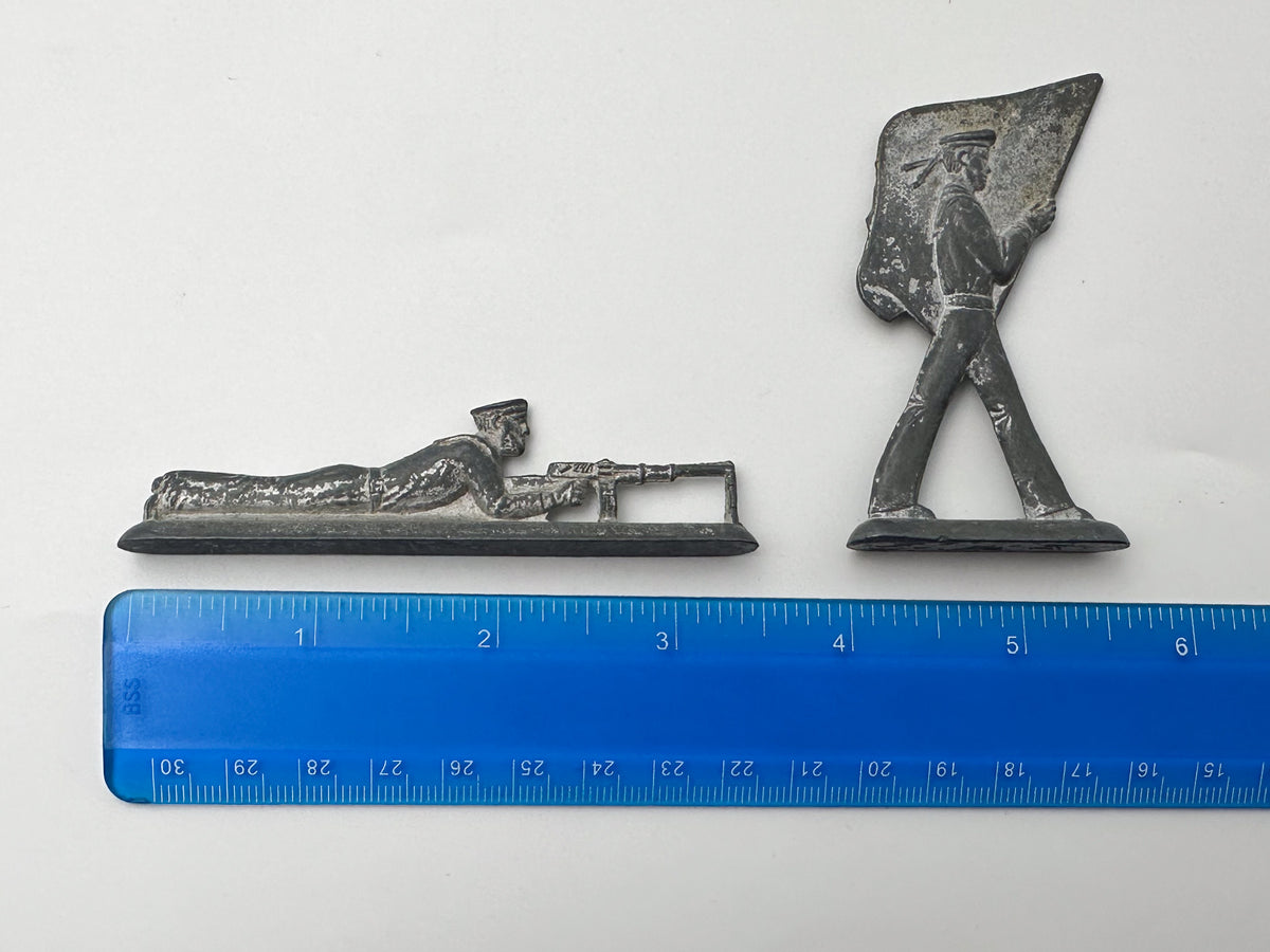 Vintage Soviet Revolutionary Sailors Metal Toy Soldiers Lot | USSR Flat Figures Action Set of 14
