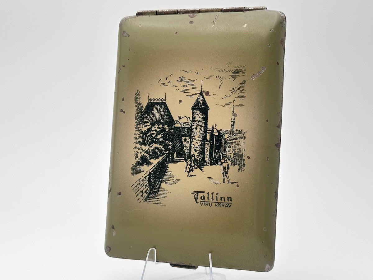Vintage "Tallinn Viru Varav" Soviet Cigarette Case | Estonia Viru Gate Souvenir Metal Tobacciana Travel Collectible