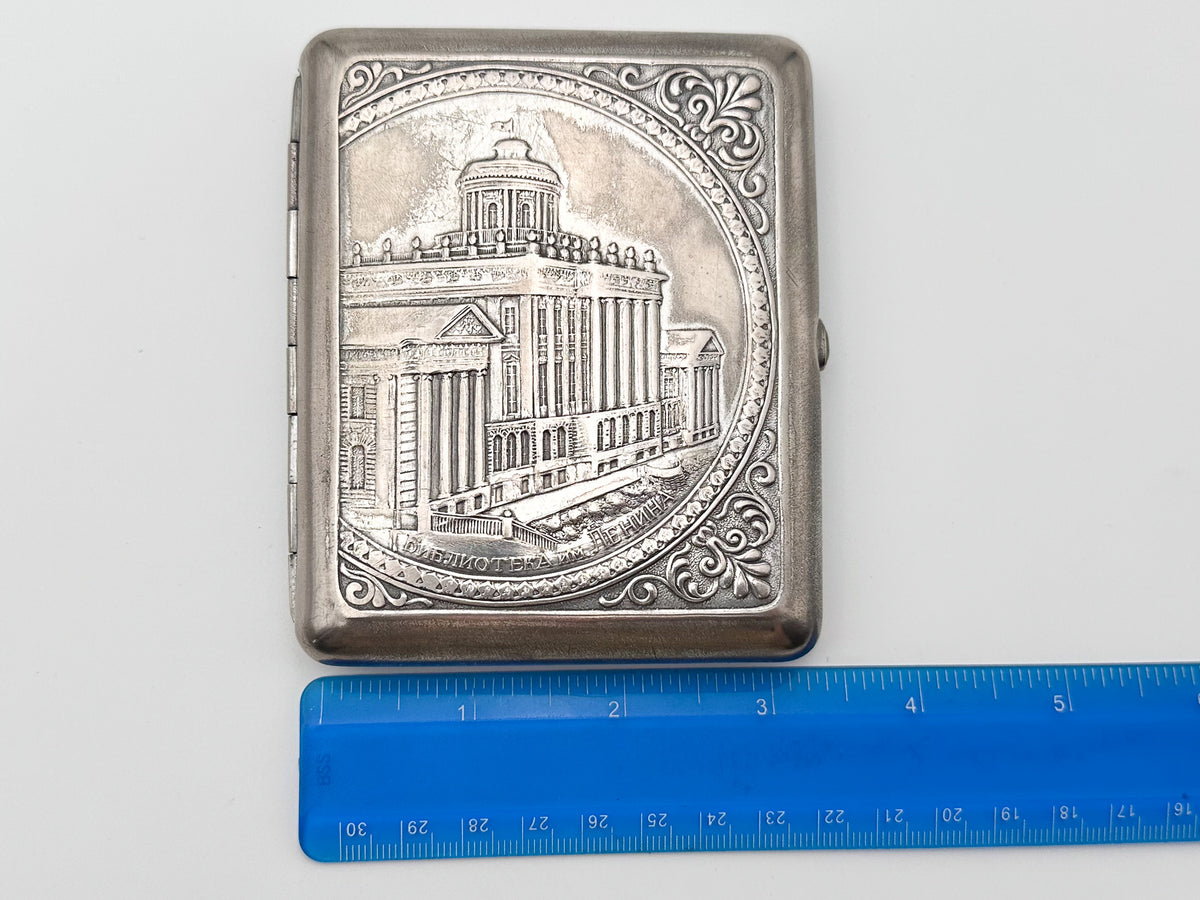 Cigarette Case Lenin Library Vintage Soviet | MMP Metallodetal Melchior Tobacciana USSR