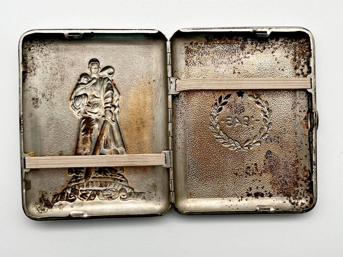 Vintage Soviet Warrior Liberator Cigarette Case | Treptower Park Monument Pocket Box Tobacciana USSR
