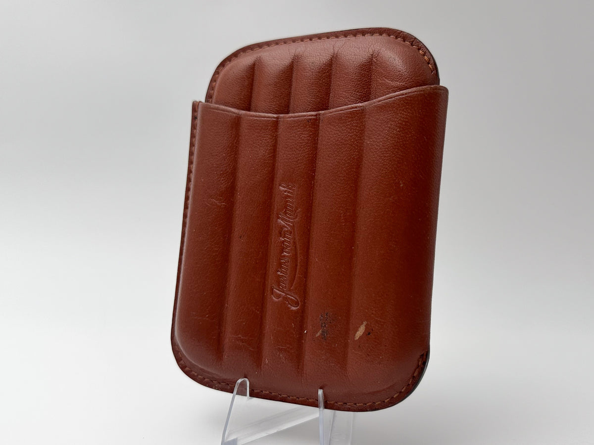 Cigar Case Justus van Maurik Vintage Brown Leather | Telescopic Pocket Cigarillo Holder Tobacciana Dutch