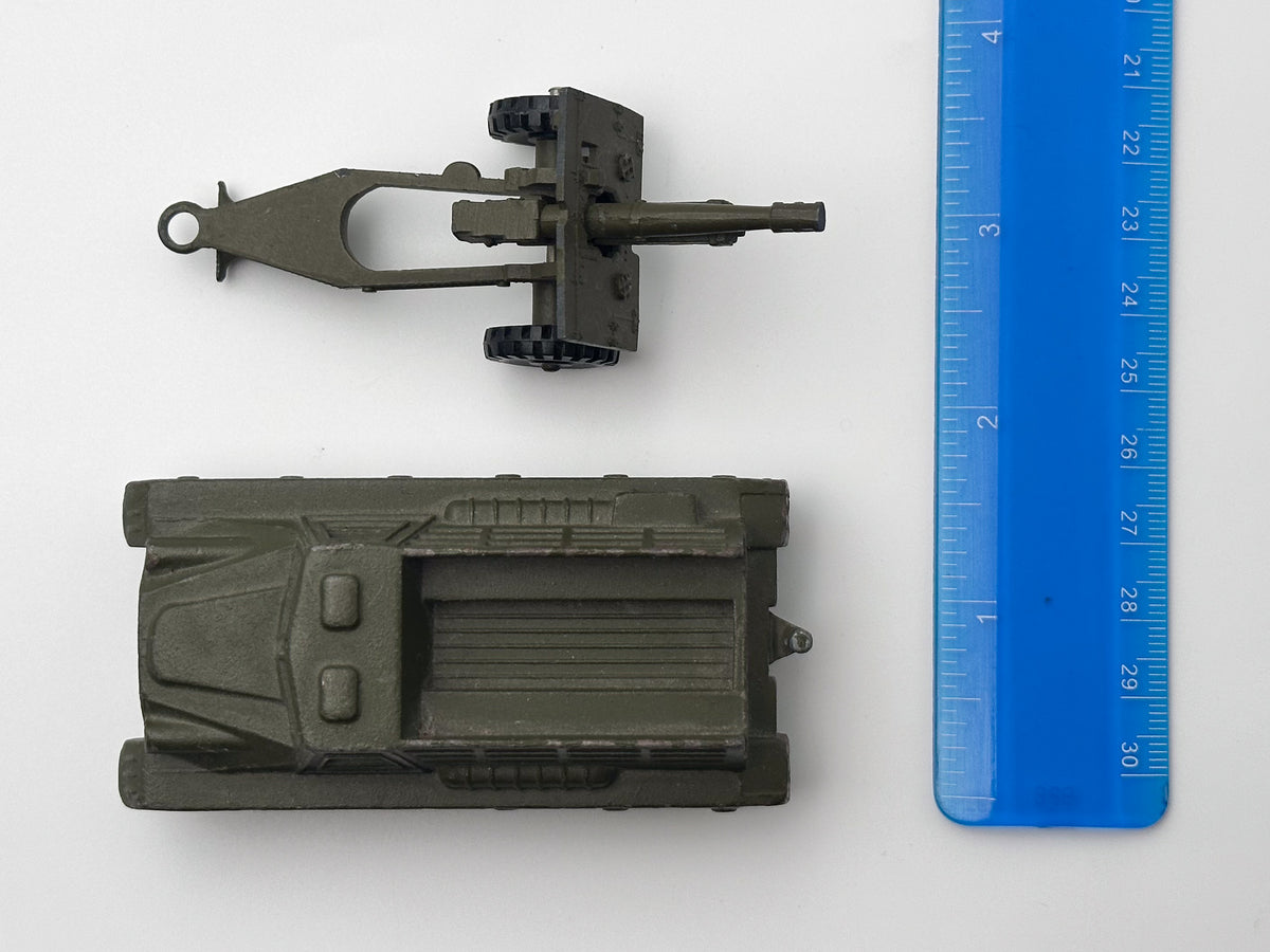 Vintage Soviet Diecast Military Toy Tractor with Anti-Tank Gun USSR 1980s | Tula Cartridge Works TPZ