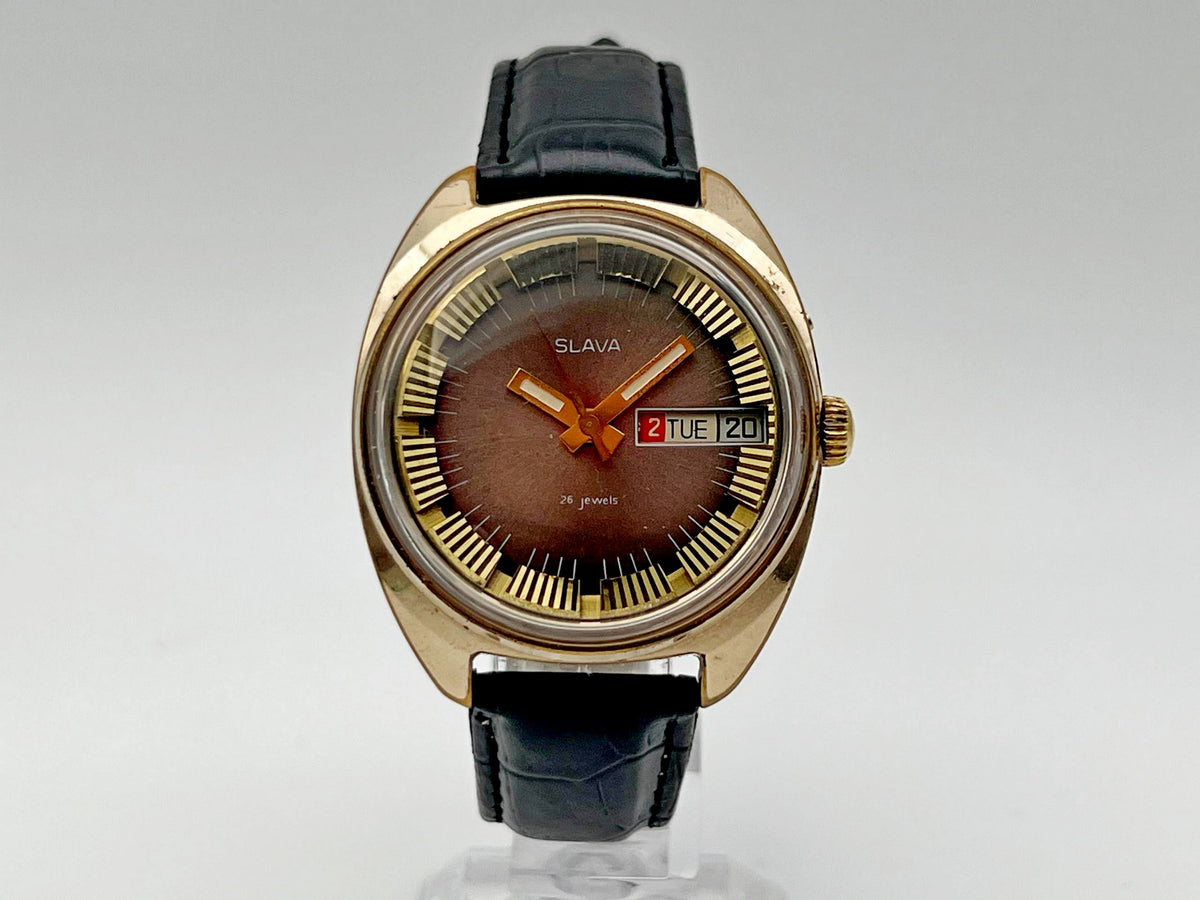 Vintage SLAVA 2428 AU Soviet Mechanical Watch | Gilding  Wristwatch USSR Watch