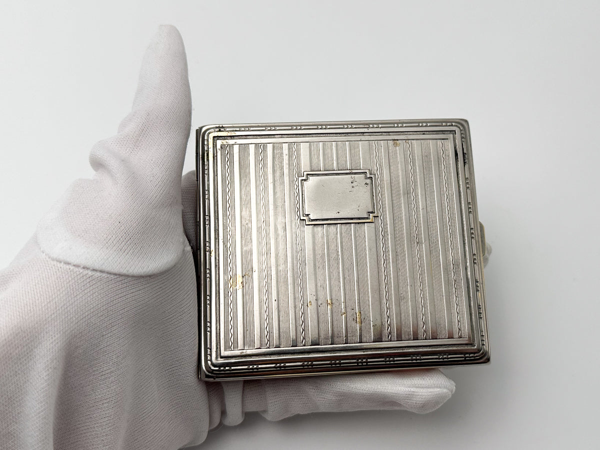 Vintage Art Deco Vertical Stripe Cigarette Case | Classic Geometric Guilloche Pocket Box Tobacciana USSR