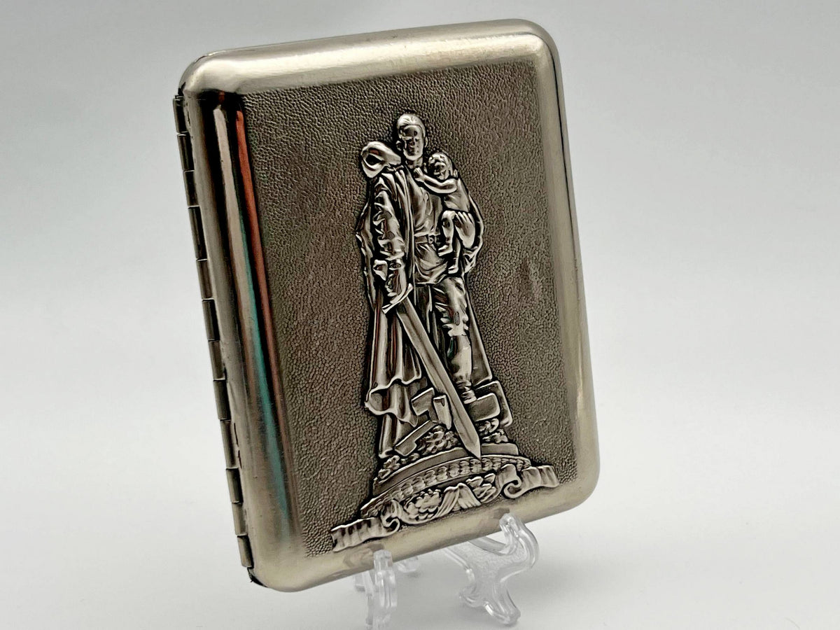 Vintage Soviet Warrior Liberator Cigarette Case | Treptower Park Monument Pocket Box Tobacciana USSR