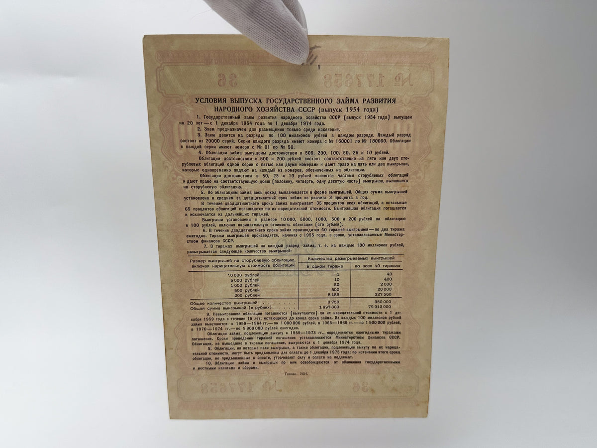 1954 USSR State Loan Bonds Collection | Vintage Soviet Government Bond Set of 4 (10, 25, 50, 100 Rubles)