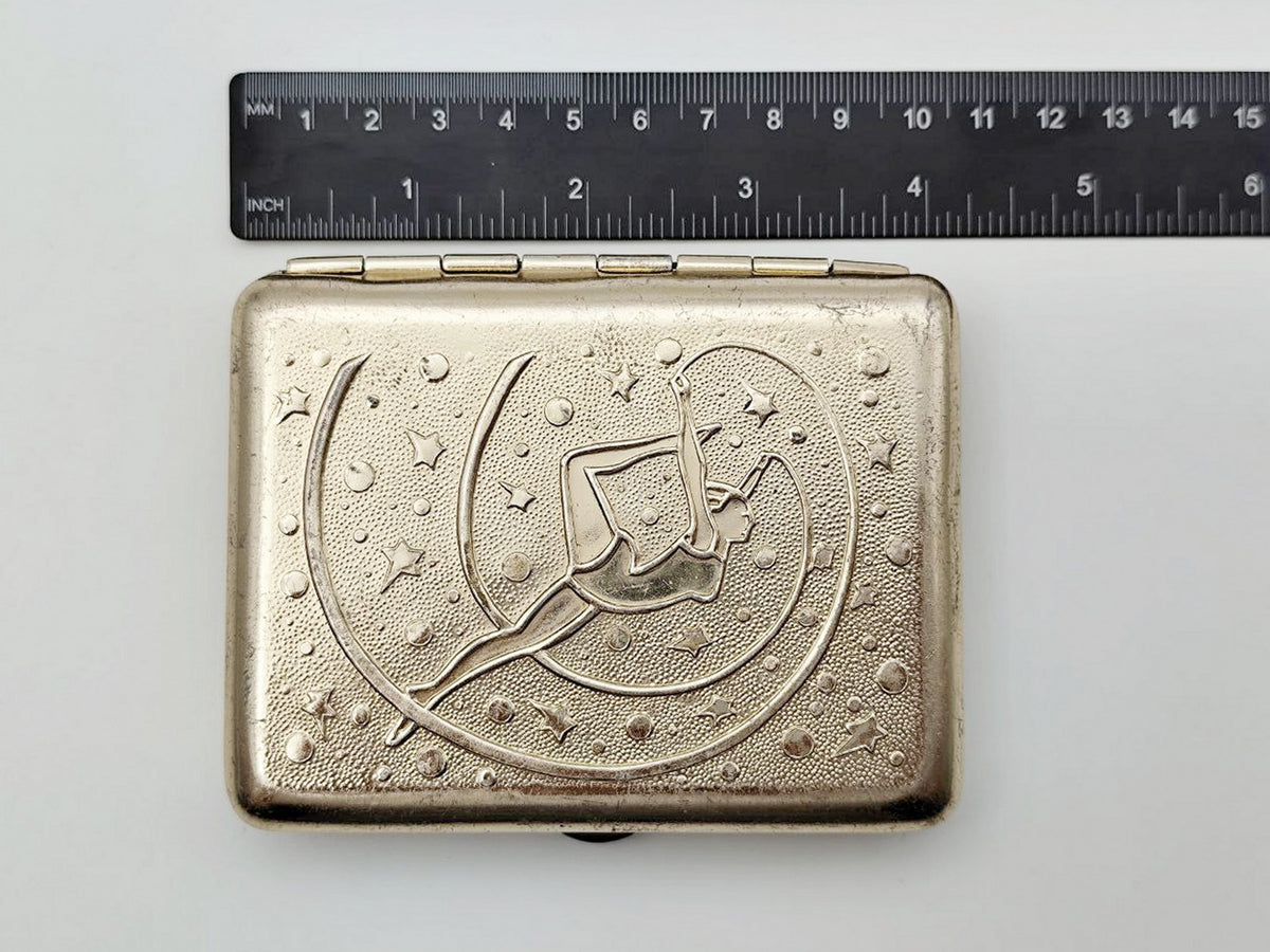 Vintage Rhythmic Gymnastics Gymnast with Ribbon Cigarette Case | Retro Sports Pocket Box Soviet Tobacciana USSR