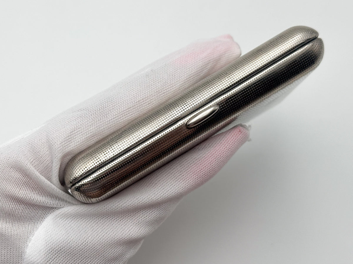 Vintage Geometric Guilloche Soviet Cigarette Case | USSR Silver Tone Checkerboard Metal Tobacciana
