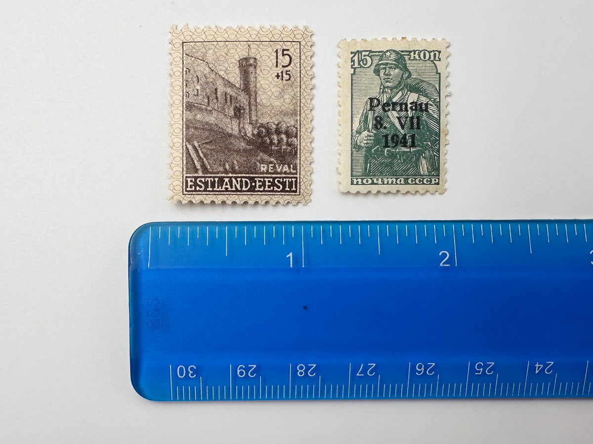 1941 Baltic WWII German Local Issue Postage Stamps Collection | Vintage Latvia & Estonia Overprints Set of 11 MH