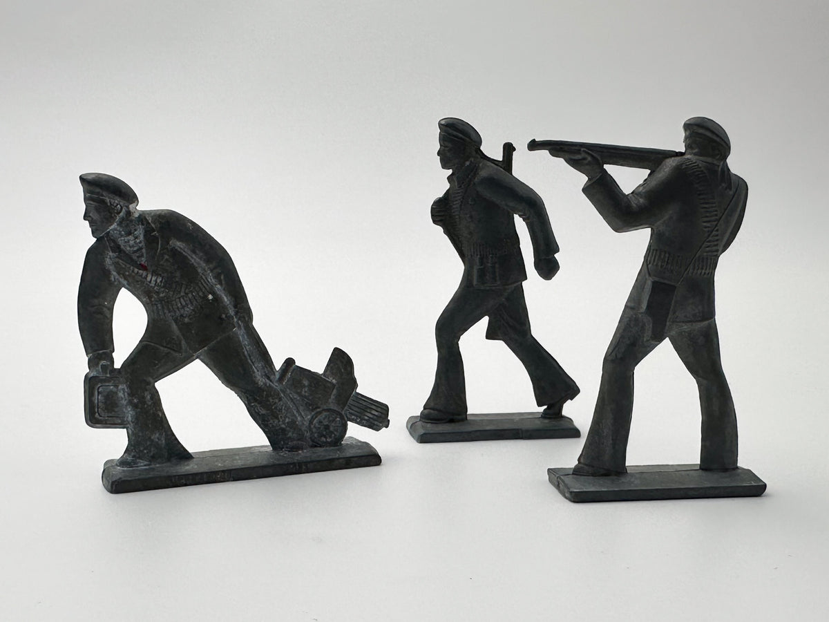 Vintage Soviet Revolutionary Sailors Metal Toy Soldiers | USSR Flat Metal Figures Set of 3