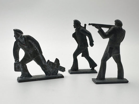 Vintage Soviet Revolutionary Sailors Metal Toy Soldiers | USSR Flat Metal Figures Set of 3