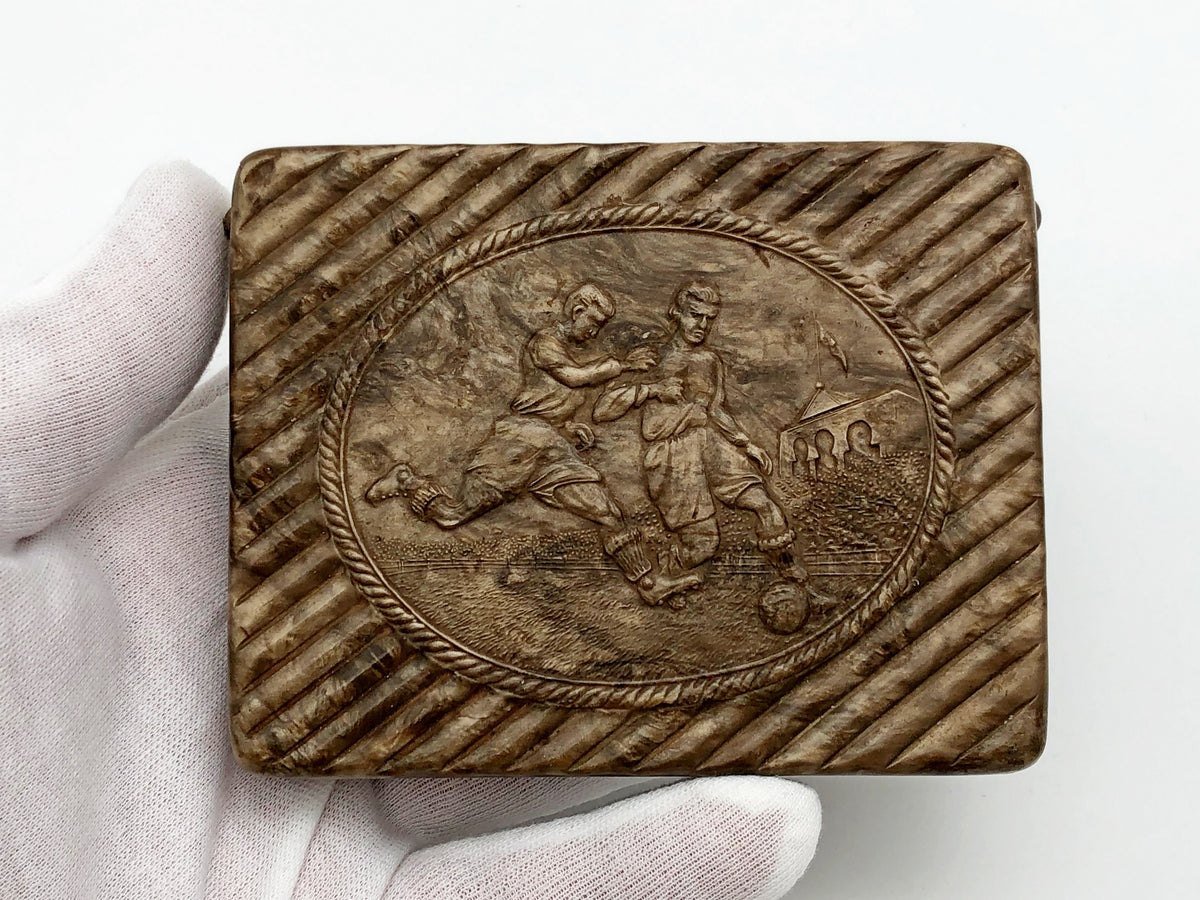 Vintage Football Soccer Cigarette Case | Retro Sports Plastic Pocket Box Soviet Tobacciana USSR
