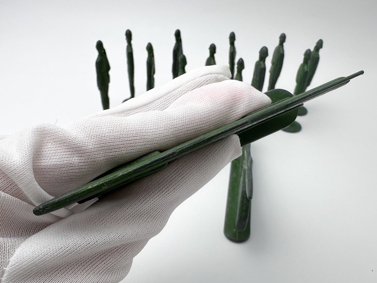 Vintage Soviet Metal Toy Soldiers and Missile Launchers Lot | USSR Cast Figures Green Army Set of 14