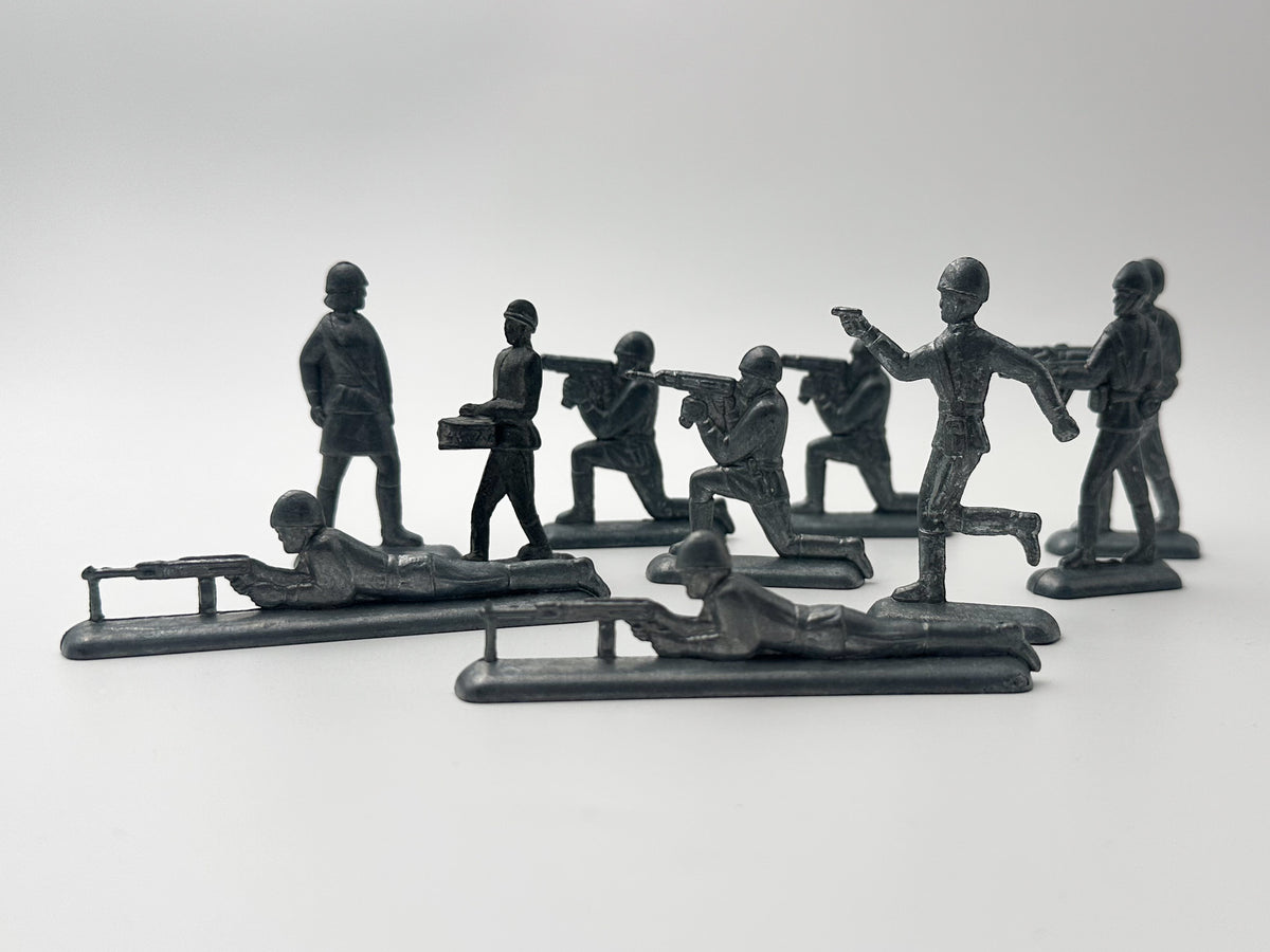 Vintage Soviet Metal Toy Soldiers Action Poses Lot | USSR Cast Figures Combat Set of 10