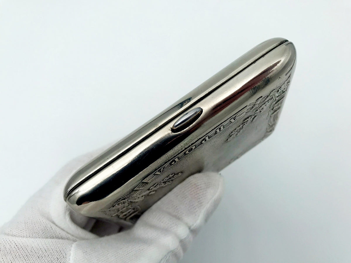 Vintage Cruiser Aurora Cigarette Case | 25 Years of October Relief Pocket Box Soviet Tobacciana USSR