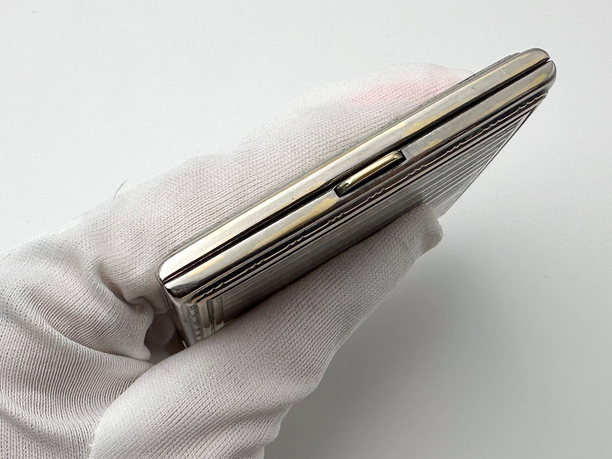 Vintage Art Deco Vertical Stripe Cigarette Case | Classic Geometric Guilloche Pocket Box Tobacciana USSR