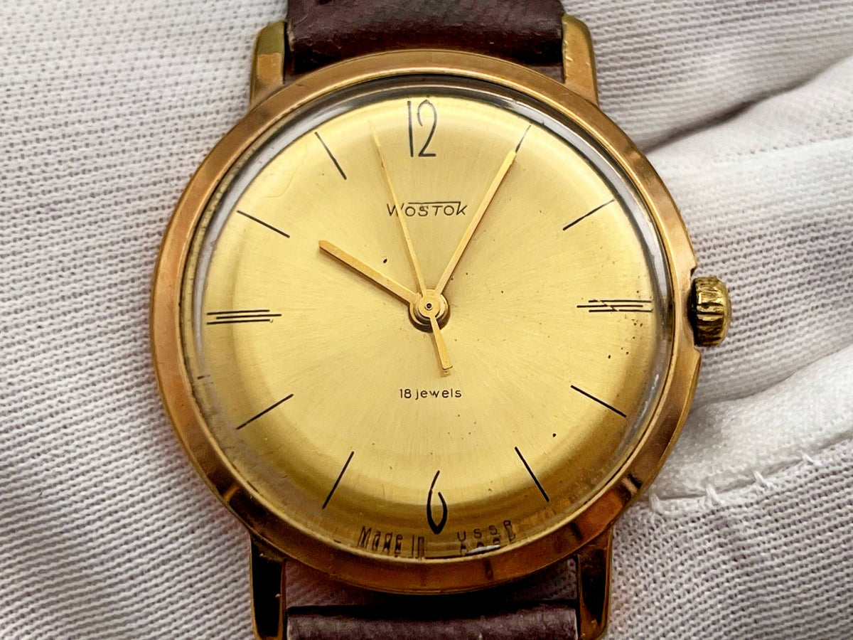 Vintage WOSTOK 2209 AU 20 Ultraslim Gilt Mechanical Wristwatch | Vostok USSR Watch