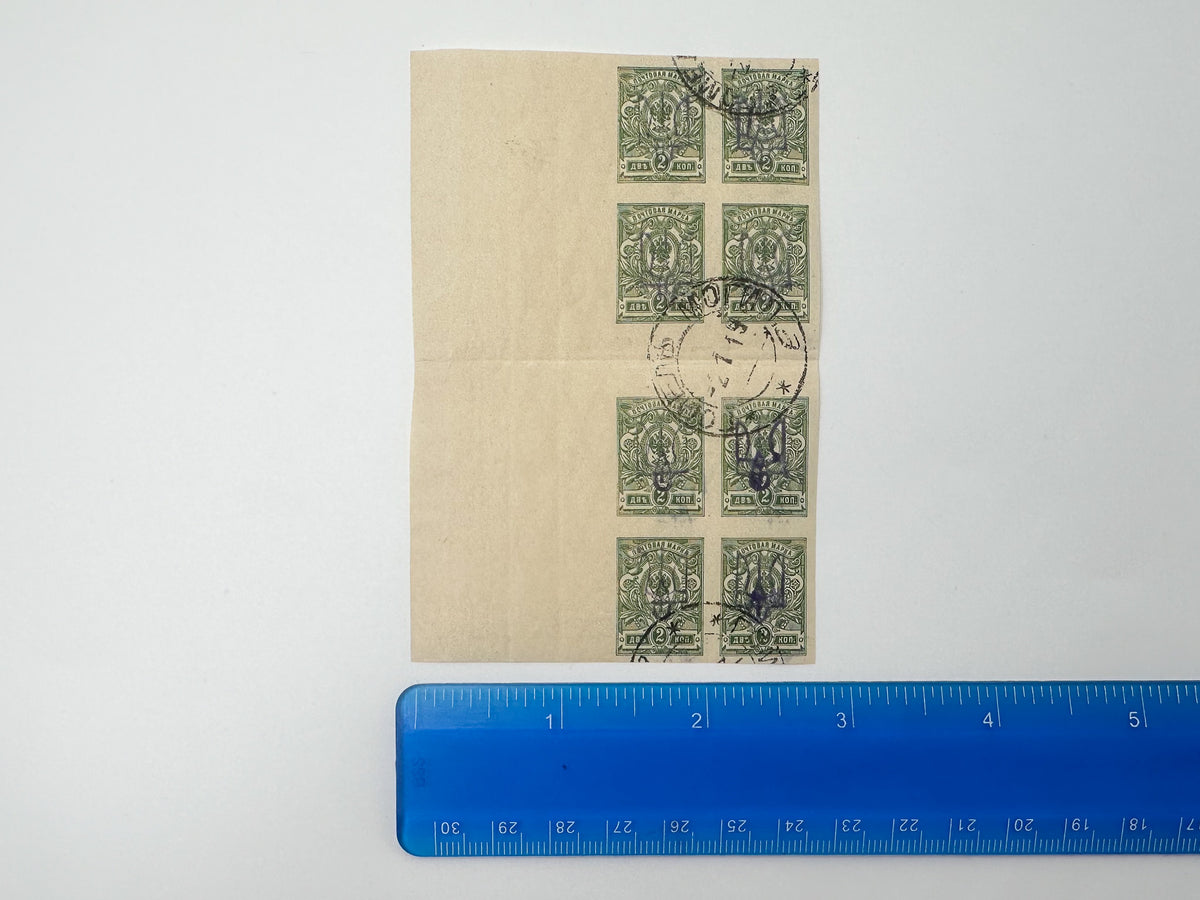 1918–1920 Ukrainian People's Republic Postage Stamps Collection | Vintage Trident Overprint Blocks & Pairs Set of 31 MH Cancelled