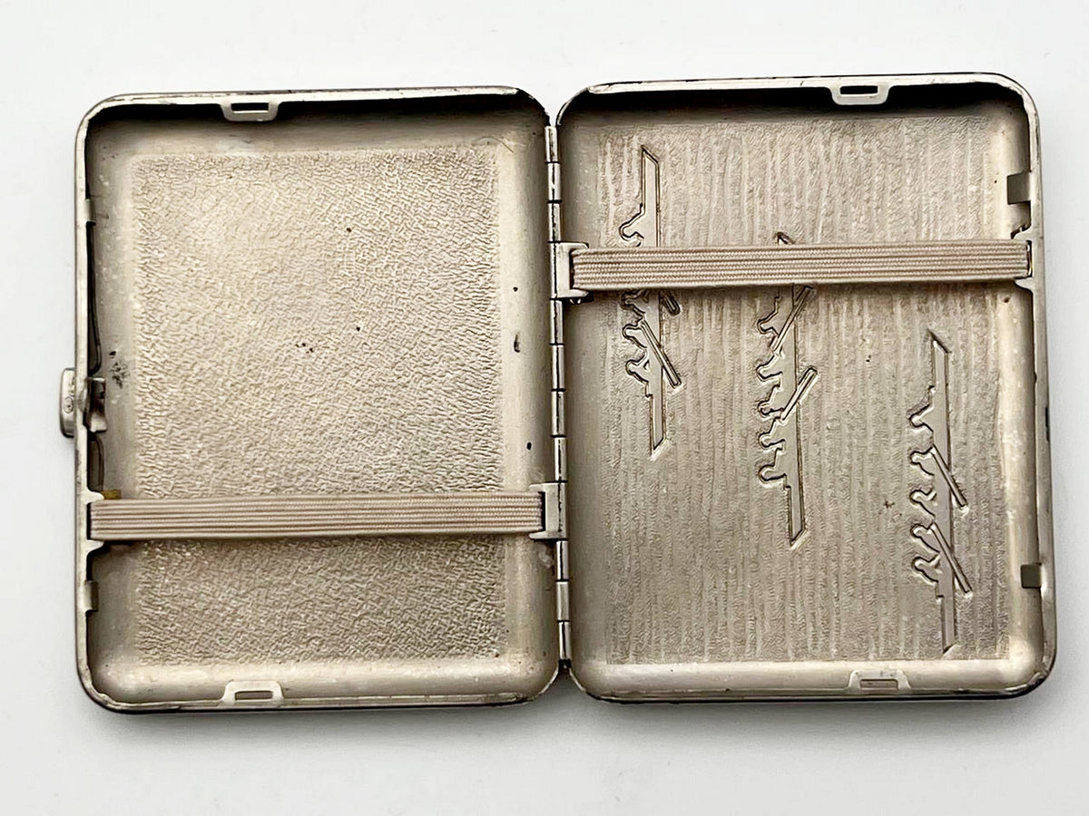 Vintage Rowing Canoeing Cigarette Case | Lenemalier Artel Enamel Pocket Box Soviet Tobacciana USSR