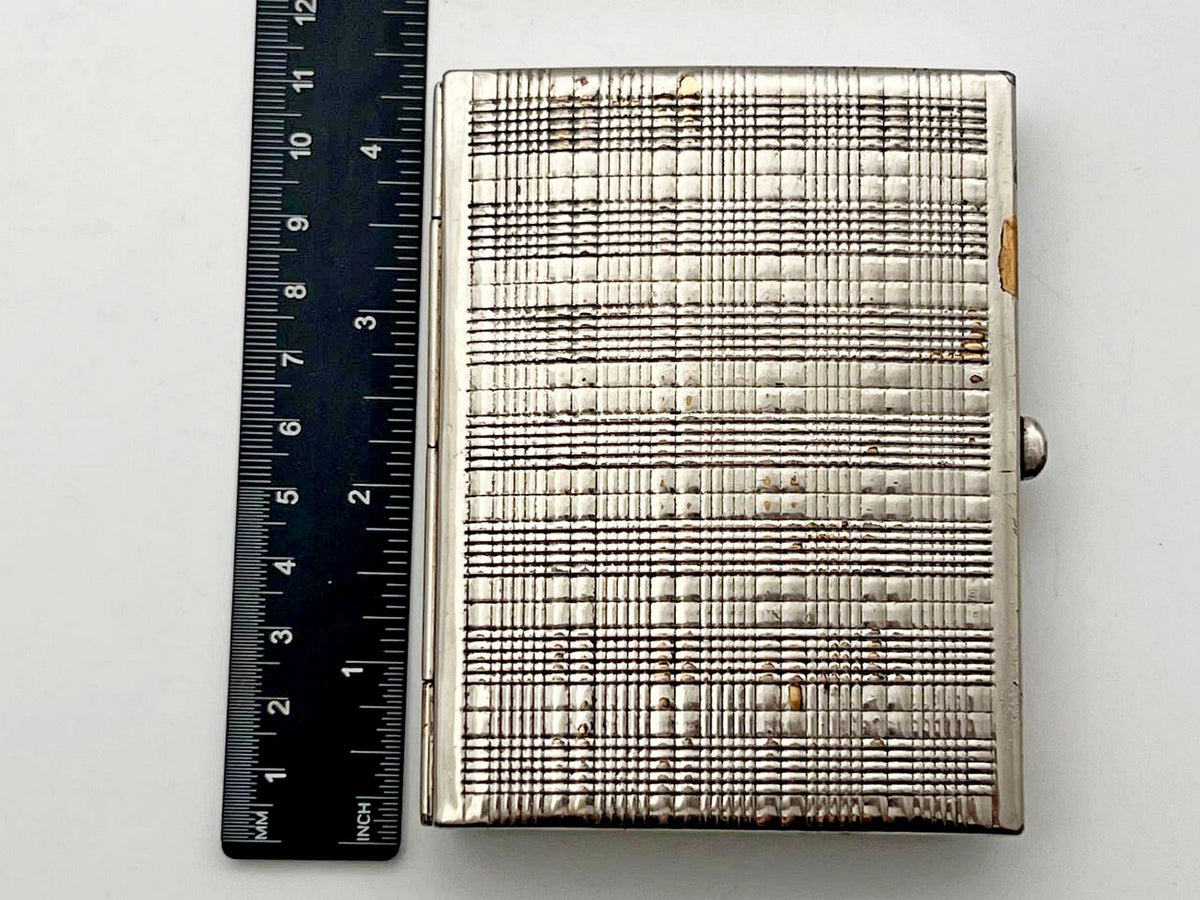 Vintage Tartan Plaid Guilloche Soviet Cigarette Case | Rare Artel Zarya Odessa USSR Metal Tobacciana