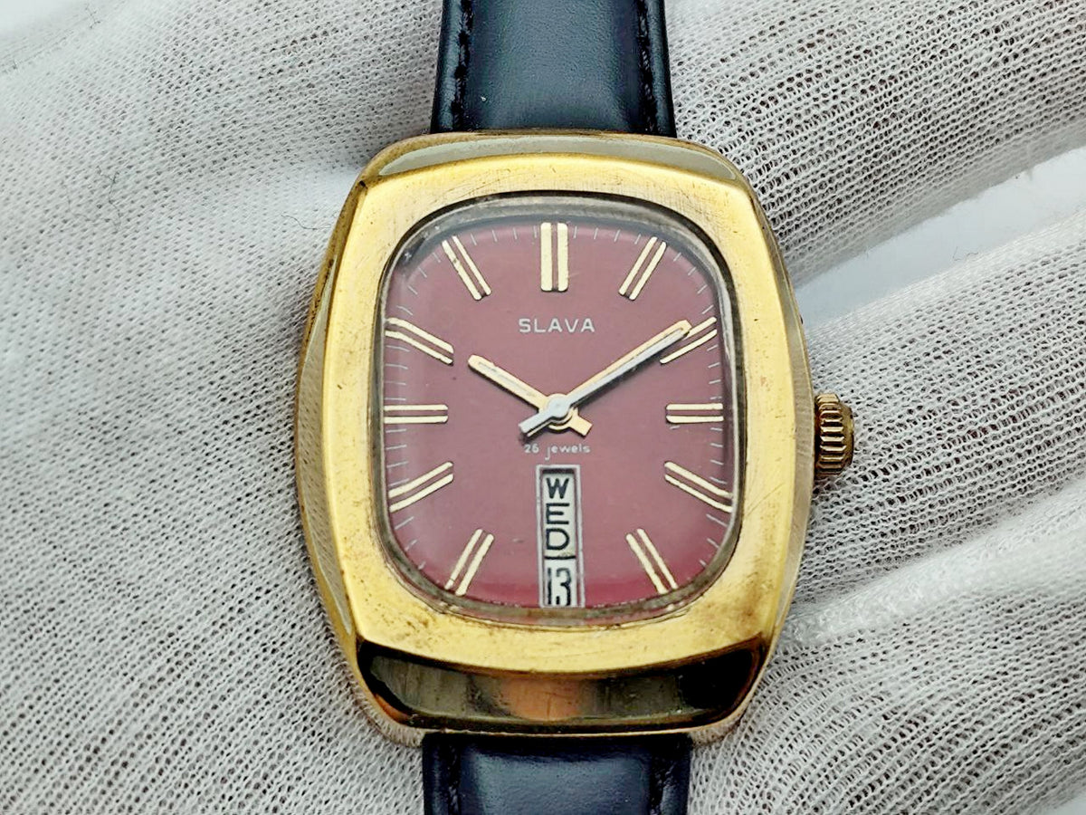Vintage SLAVA 2428 Fridge Refrigerator AU10 Soviet Mechanical Watch | Gilding  Wristwatch USSR Watch