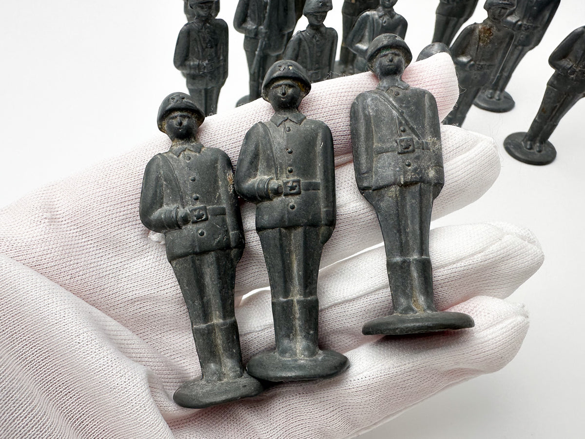 Vintage Soviet Metal Toy Soldiers "Stolbiki" Army Lot | USSR Cast Figures Parade Set of 15