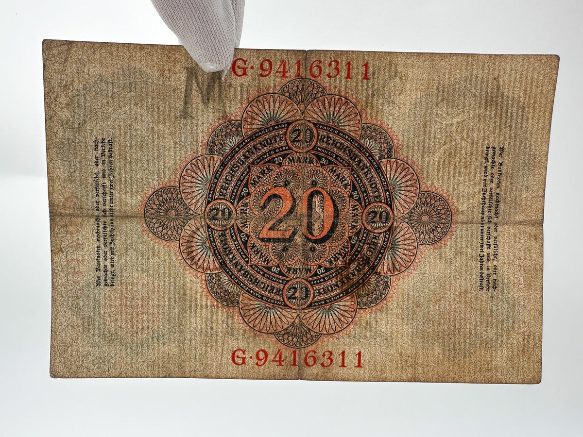Imperial German Reichsbanknote Collection | Vintage Pre-WWI & WWI Banknotes Set of 4 (20, 100, 1000 Mark)