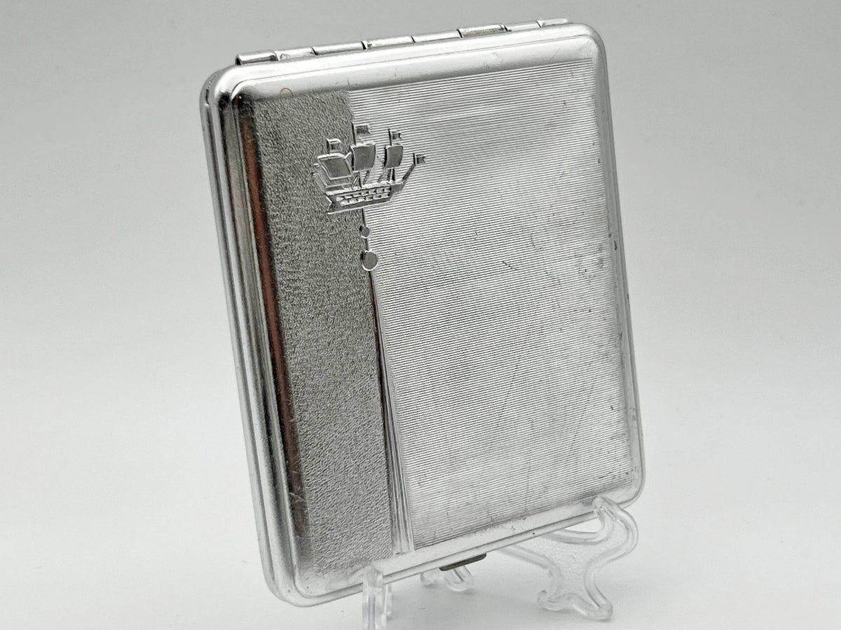 Vintage "Leningrad Ship" Soviet Cigarette Case | USSR Admiralty Sailing Boat Guilloche Metal Tobacciana Souvenir