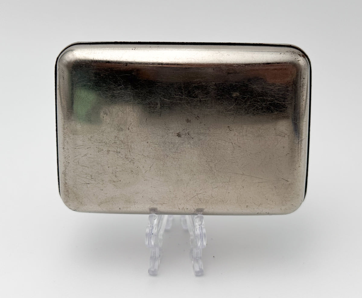 Vintage Floral Engraved Snuffbox | Antique Silver Tone Metal Pocket Snuff Box Tobacciana