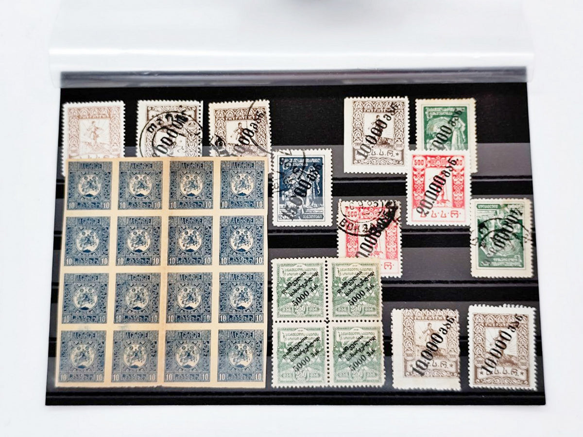 1922–1923 Soviet Georgia & Transcaucasia Stamps Collection | Vintage Early USSR Inflation Surcharge Blocks Set of 31 MH Cancelled