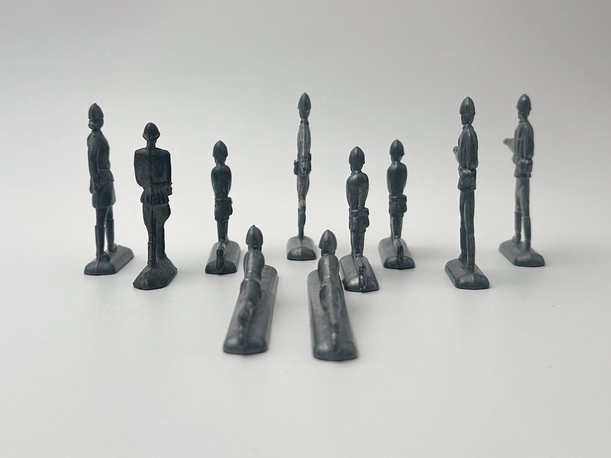 Vintage Soviet Metal Toy Soldiers Action Poses Lot | USSR Cast Figures Combat Set of 10