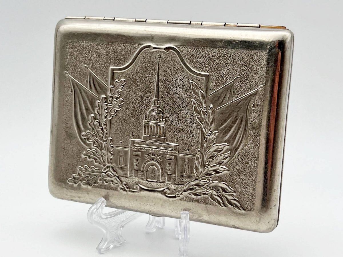 Vintage Leningrad Admiralty Cigarette Case | Saint Petersburg Pocket Box Soviet Tobacciana USSR