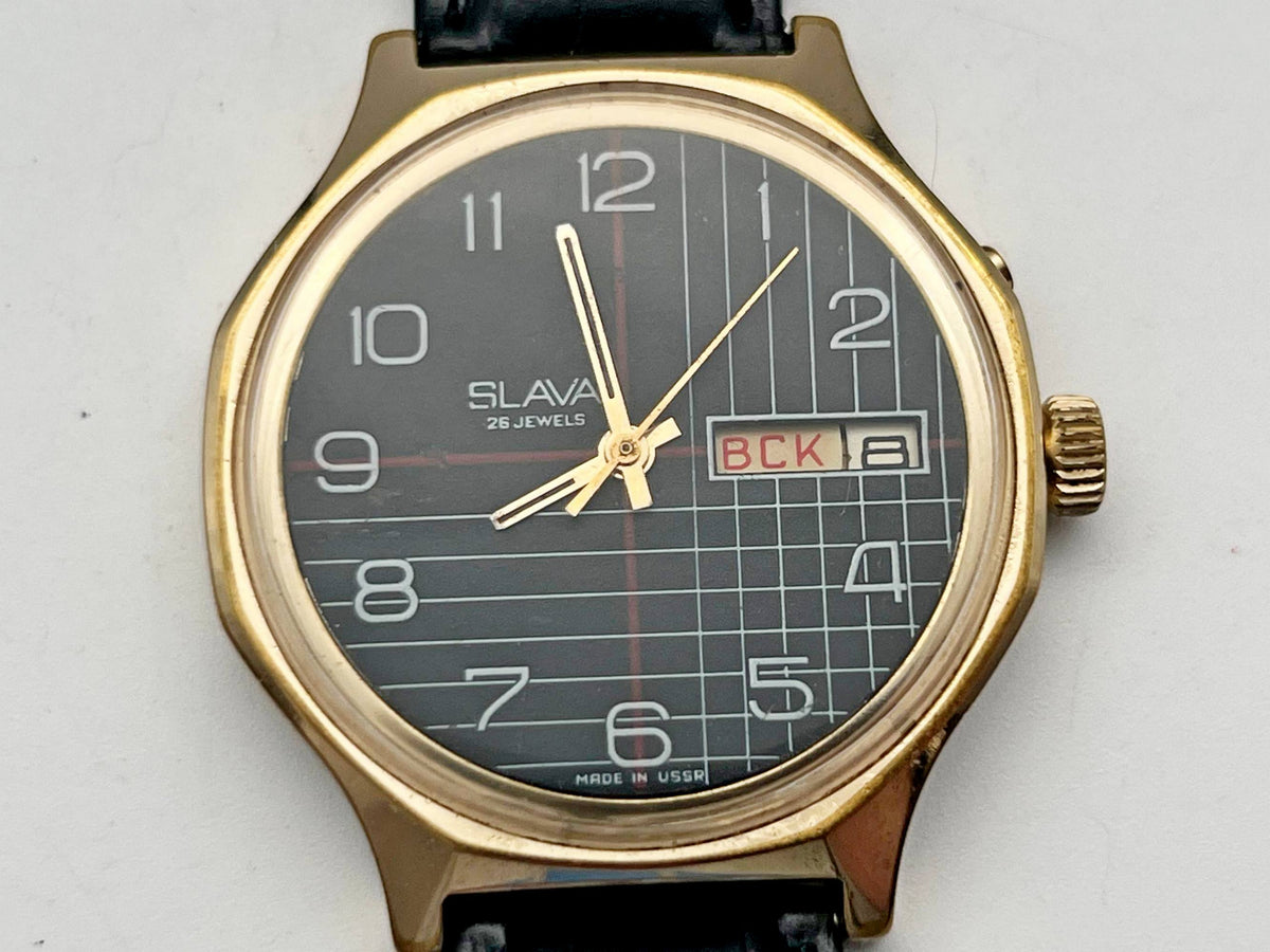 Vintage SLAVA 2428 AU Soviet Mechanical Watch | Gilding  Wristwatch USSR Watch