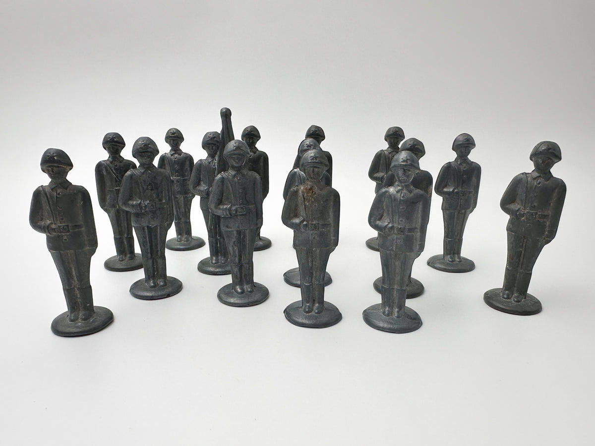 Vintage Soviet Metal Toy Soldiers "Stolbiki" Army Lot | USSR Cast Figures Parade Set of 15