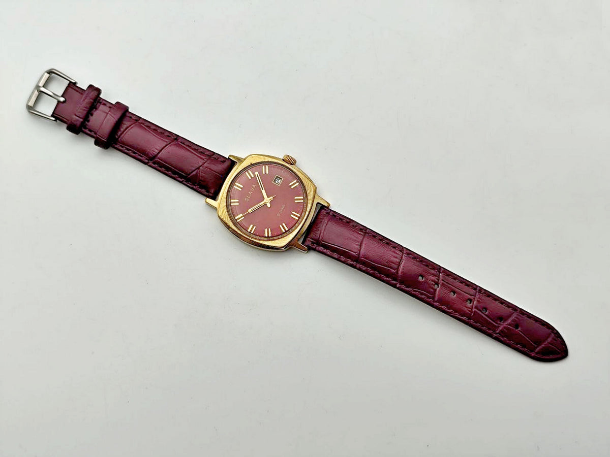 Vintage SLAVA 2414 AU 10 Soviet Mechanical Watch | Gilding  Wristwatch USSR Watch