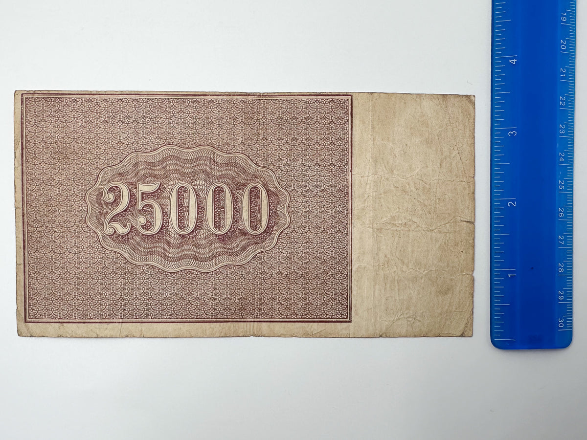 1921 RSFSR Soviet Russia 25,000 Rubles Banknote | Vintage Civil War Raschetny Znak | Hyperinflation Paper Currency
