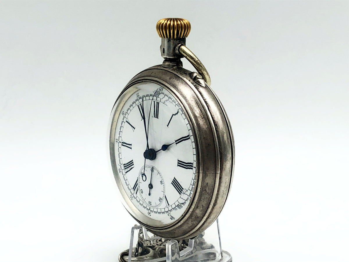 Vintage Swiss Chronograph Pocket Watch – Silver 84 / 0.875, Russian Empire Export (c. 1890s)