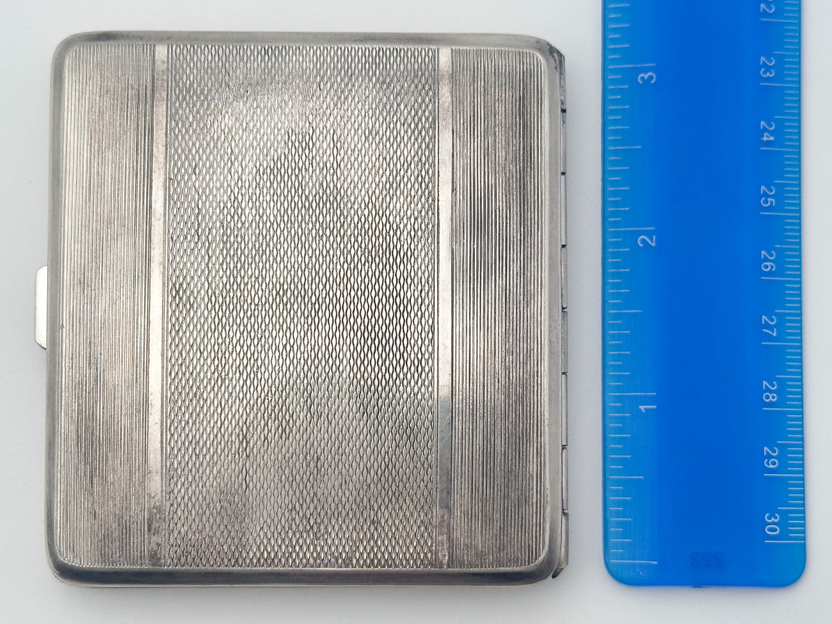 Vintage OES Pisek Geometric Guilloche Cigarette Case | Rare Czechoslovak Power Union Metal Tobacciana