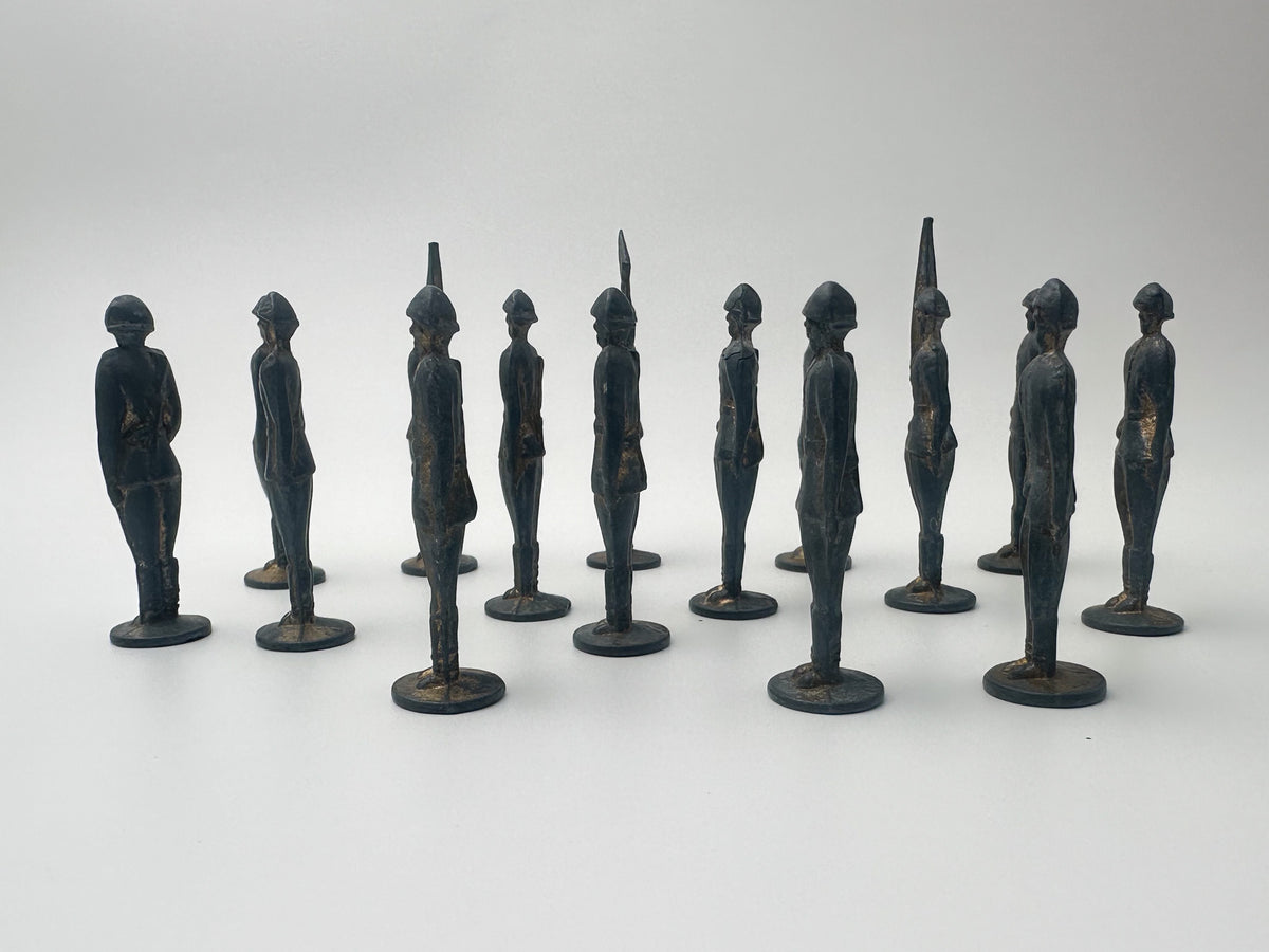 Vintage Soviet Metal Toy Soldiers "Stolbiki" Parade Lot | USSR Cast Figures Set of 15