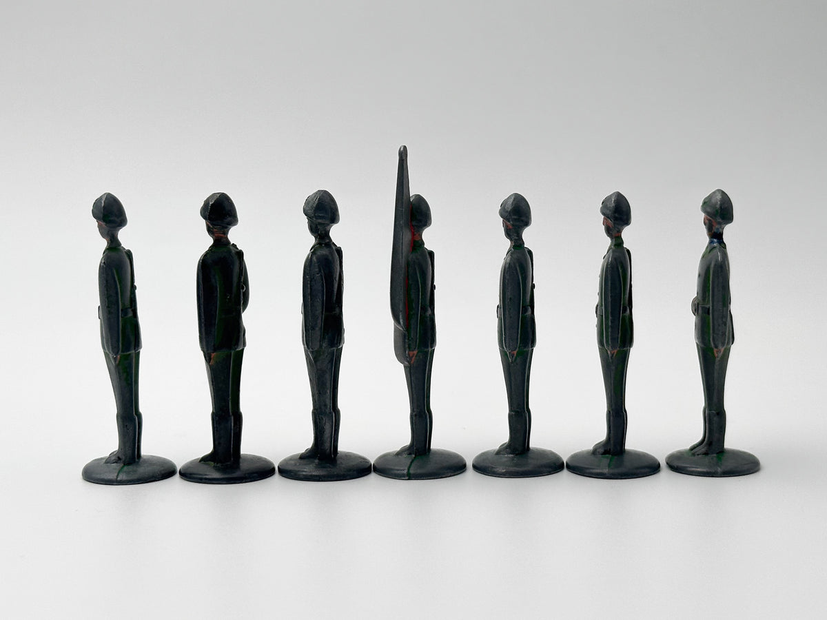 Vintage Soviet Metal Toy Soldiers "Stolbiki" Green Lot | USSR Cast Figures Parade Set of 7